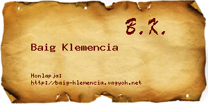 Baig Klemencia névjegykártya